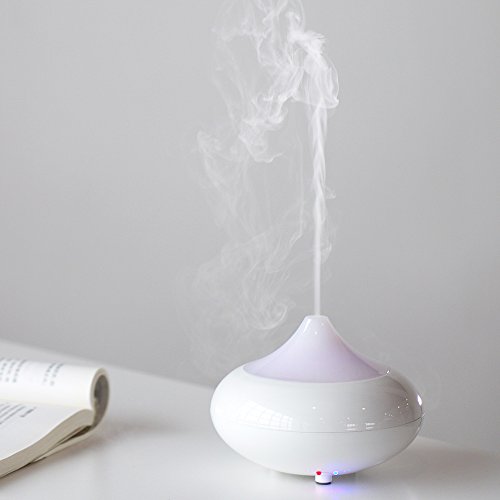 Simpeak Humidificador Ultrasonico Aromaterapia 100ml, Vapor Difusor Ultrasonico con 7-Color LED de luz para Bebes, Hogar, Oficina, Bebe, Dormitorio - Blanco