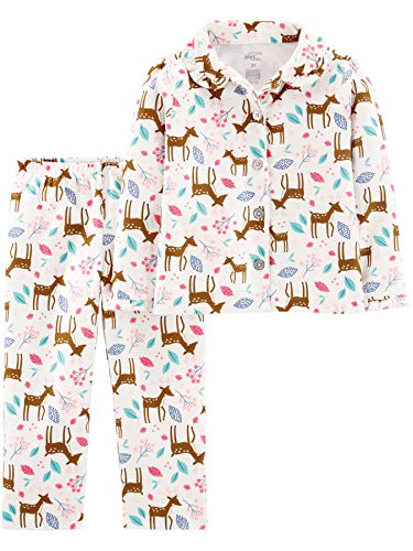 Simple Joys by Carter's 2-Piece Coat Style Pajama Set Conjunto de Pijama, Marfil, Ciervo, 5 años