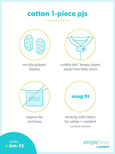 Simple Joys by Carter's pijama de algodón para bebés y niños pequeños, 3 unidades ,Dogs/Space/Rhino ,6-9 Meses