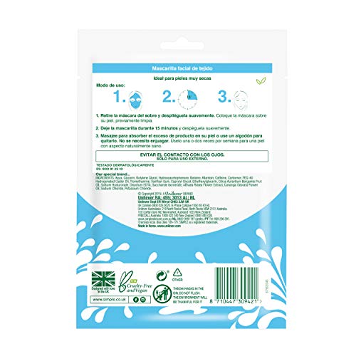 Simple Mascarilla Facial Hidratante Water Boost