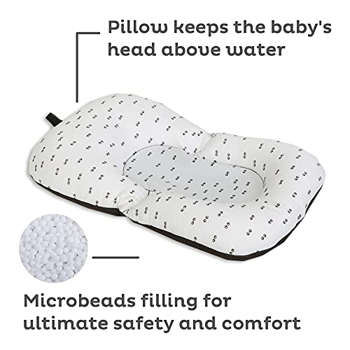 SIMPLY GOOD. The Original Baby Floaty, almohada de baño para recién nacidos de hasta 6 meses, desde el primer baño, probada en seguridad (ojos grises sobre blanco)