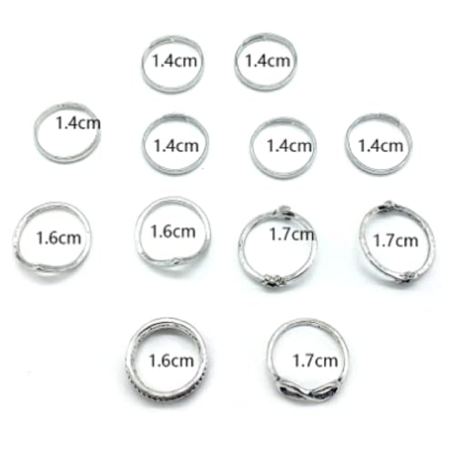 Simsly 12 Piezas Vintage Anillo Bohemio Juntas Huecas de Anillos para Nudillos Anillo, Anillos Simples Apilables para Dedos Lisos para Mujeres, Anillo Midi Bohemio Simple Chapados En Or