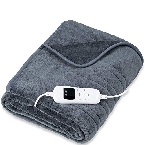 sinnlein® Calienta Camas | Manta Eléctrica 200 x 180 cm Gris | Con Desconexión Automática y Temporizador | 9 Niveles de Temperatura | Pantalla Digital | Lavabale hasta 40°C