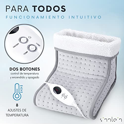 sinnlein Calientapiés Gris Bota Calefactora con 6 Niveles de Temperatura | Calefacción Eléctrica para Pies | Calienta Pies con Desconexión Automática | Protección contra Sobrecalentamiento