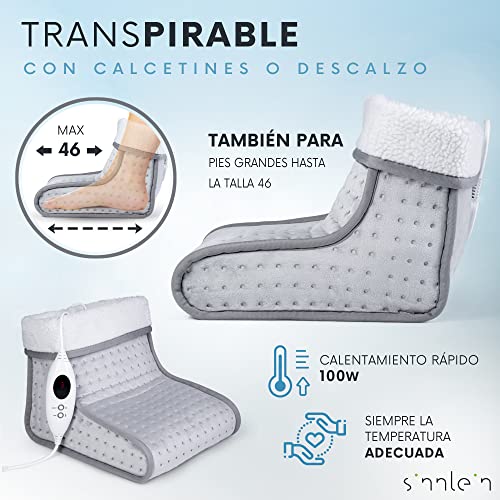 sinnlein Calientapiés Gris Bota Calefactora con 6 Niveles de Temperatura | Calefacción Eléctrica para Pies | Calienta Pies con Desconexión Automática | Protección contra Sobrecalentamiento
