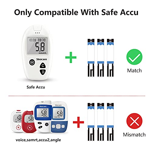 sinocare Medidor De Glucosa En Sangre tiras/Prueba De Control/Tiras De Prueba Reemplazo/Diabetes StripsTiras de diabetes/tiras de prueba de glucosa en sangre (para Safe-Accu). (Safe Accu Tiras 50 2)