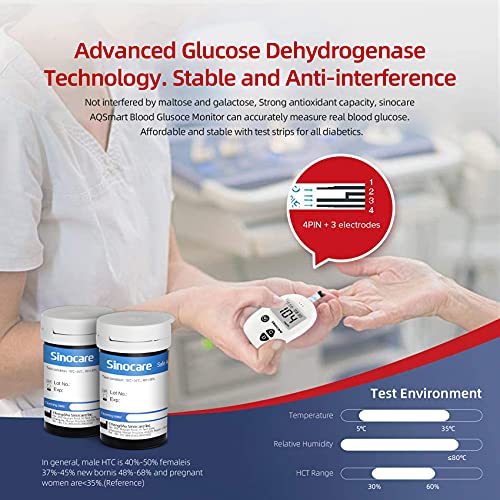 sinocare Medidor De Glucosa En Sangre tiras/Prueba De Control/Tiras De Prueba Reemplazo/Diabetes StripsTiras de diabetes/tiras de prueba de glucosa en sangre (para Safe-Accu). (Safe Accu Tiras 50 2)