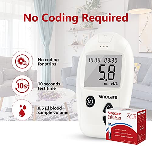 sinocare Medidor De Glucosa En Sangre tiras/Prueba De Control/Tiras De Prueba Reemplazo/Diabetes StripsTiras de diabetes/tiras de prueba de glucosa en sangre (para Safe-Accu). (Safe Accu Tiras 50 2)