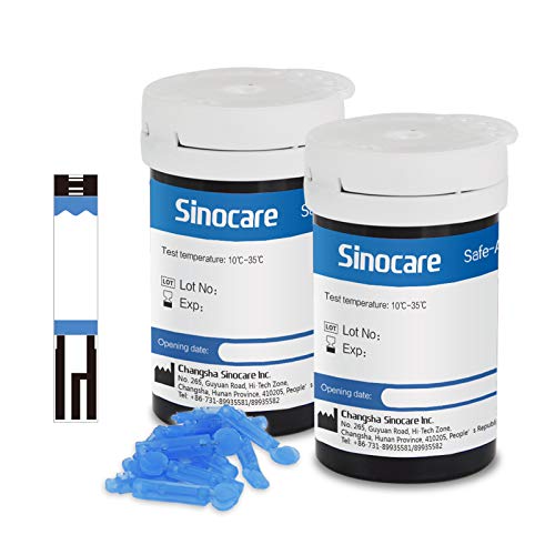 sinocare Medidor De Glucosa En Sangre tiras/Prueba De Control/Tiras De Prueba Reemplazo/Diabetes StripsTiras de diabetes/tiras de prueba de glucosa en sangre (para Safe-Accu). (Safe Accu Tiras 50 2)