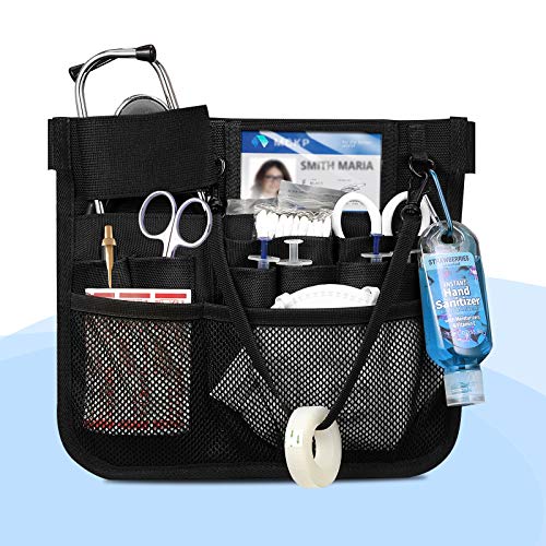 SITHON Riñonera para Enfermera, Enfermería Organizador Bolsa con Soporte de Cinta, para Estetoscopios, Tijeras para Vendajes y Otros Suministros Médicos, Negro