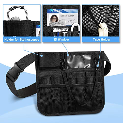 SITHON Riñonera para Enfermera, Enfermería Organizador Bolsa con Soporte de Cinta, para Estetoscopios, Tijeras para Vendajes y Otros Suministros Médicos, Negro