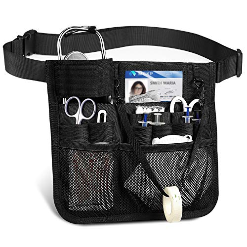 SITHON Riñonera para Enfermera, Enfermería Organizador Bolsa con Soporte de Cinta, para Estetoscopios, Tijeras para Vendajes y Otros Suministros Médicos, Negro