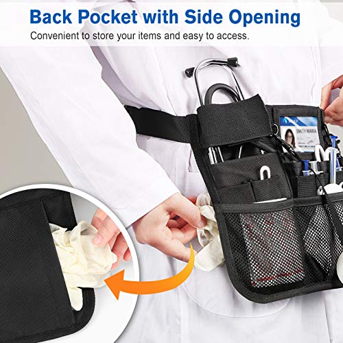 SITHON Riñonera para Enfermera, Enfermería Organizador Bolsa con Soporte de Cinta, para Estetoscopios, Tijeras para Vendajes y Otros Suministros Médicos, Negro