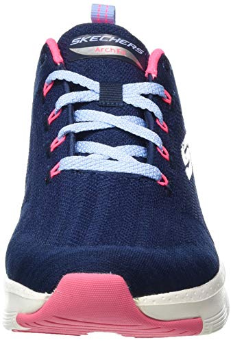 Skechers Arch FIT, Zapatillas Mujer, Nvy Knit Htpnk Trim, 37 EU