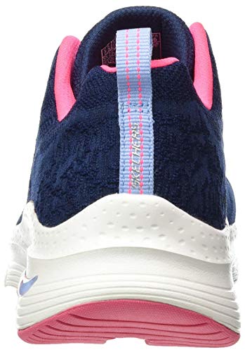 Skechers Arch FIT, Zapatillas Mujer, Nvy Knit Htpnk Trim, 37 EU
