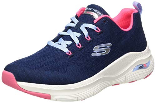 Skechers Arch FIT, Zapatillas Mujer, Nvy Knit Htpnk Trim, 37 EU