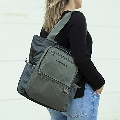 SKECHERS - Bolso Tote Unisex con Doble asa Larga para Hombro y Doble asa Corta. Ideal para Uso Diario. Práctica, Ligera, cómoda y Funcional. Diseño único y Exclusivo. S986, Color Gris Metal