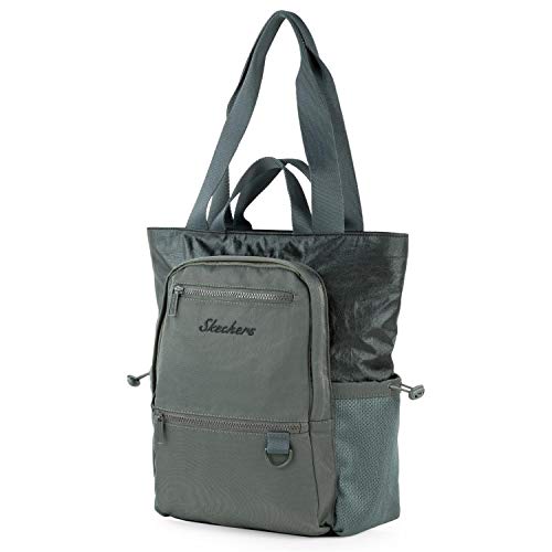 SKECHERS - Bolso Tote Unisex con Doble asa Larga para Hombro y Doble asa Corta. Ideal para Uso Diario. Práctica, Ligera, cómoda y Funcional. Diseño único y Exclusivo. S986, Color Gris Metal