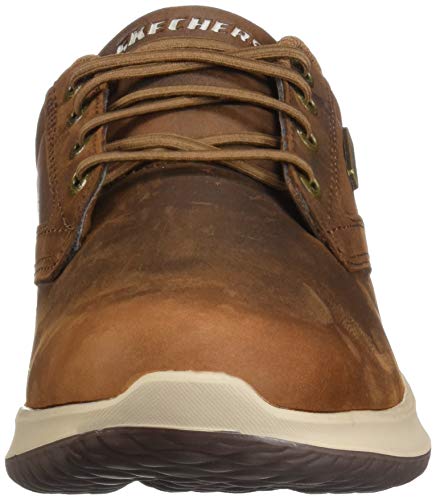 Skechers Delson-Antigo, Zapatos de Cordones Oxford Hombre, Marrón (CDB Black Leather), 42 EU