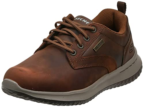 Skechers Delson-Antigo, Zapatos de Cordones Oxford Hombre, Marrón (CDB Black Leather), 42 EU