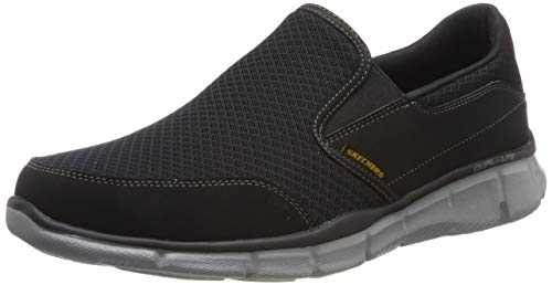 Skechers Equalizer-Persistent, Zapatillas sin Cordones Hombre, Negro (Bkgy Black Mesh/Duraleather/Trim), 43 EU