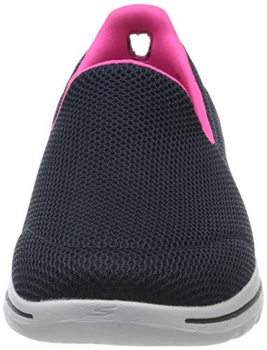 Skechers Go Walk 5 Slip On, Zapatillas Mujer, Azul (Navy Textile/Hot Pink Trim Nvhp), 39 EU