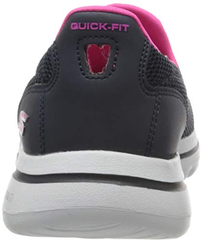 Skechers Go Walk 5 Slip On, Zapatillas Mujer, Azul (Navy Textile/Hot Pink Trim Nvhp), 39 EU