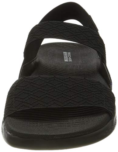 Skechers On-The-go 600, Sandalia Mujer, Black Black Textile BBK, 39 EU