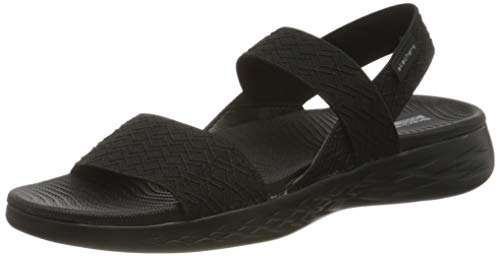 Skechers On-The-go 600, Sandalia Mujer, Black Black Textile BBK, 39 EU