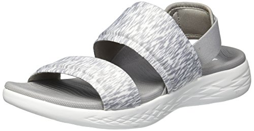 Skechers Performance On-The-Go 600-Foxy, Sandalia con Pulsera Mujer, Gris (GRY Black Textile/Trim), 37 EU