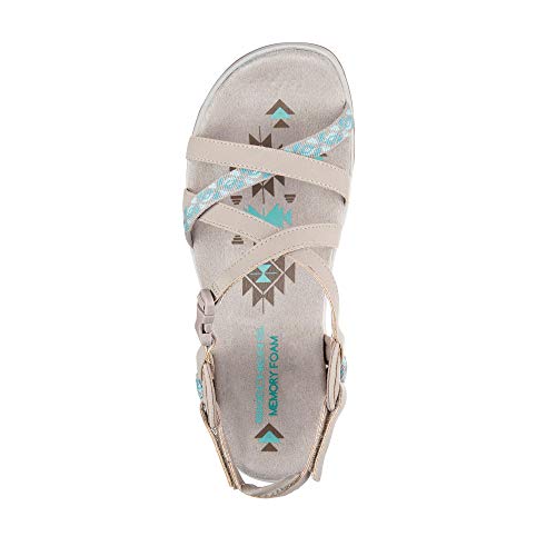 Skechers Reggae Slim-Vacay, Sandalias de Talón Abierto Mujer, Beige (Taupe), 39 EU