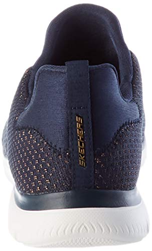Skechers Summits-Bright Bezel, Zapatillas Mujer, Multicolor (NVGD Black Knit/Silver Trim), 38 EU