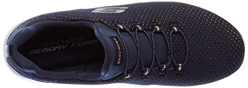 Skechers Summits-Bright Bezel, Zapatillas Mujer, Multicolor (NVGD Black Knit/Silver Trim), 38 EU