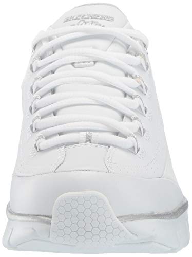 Skechers Synergy 3.0, Zapatillas Mujer, Blanco (White Leather/Silver Trim #Yellow Wsl), 37.5 EU