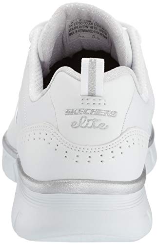 Skechers Synergy 3.0, Zapatillas Mujer, Blanco (White Leather/Silver Trim #Yellow Wsl), 38 EU