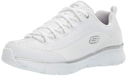 Skechers Synergy 3.0, Zapatillas Mujer, Blanco (White Leather/Silver Trim #Yellow Wsl), 38 EU