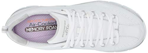 Skechers Synergy 3.0, Zapatillas Mujer, Blanco (White Leather/Silver Trim #Yellow Wsl), 38 EU