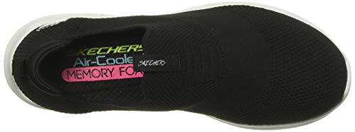 Skechers Ultra Flex-First Take, Zapatillas sin Cordones Mujer, Negro (BKW Black Knit Mesh/Trim), 38 EU