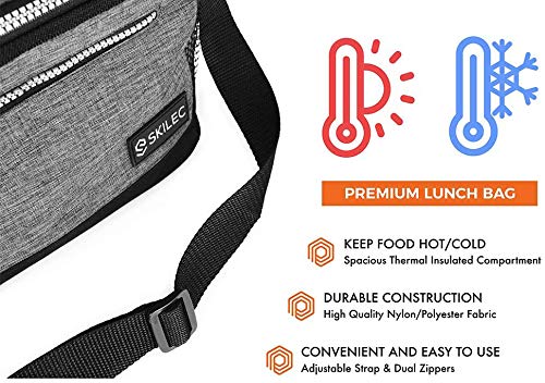 SKILEC Bolsa Termica Porta Alimentos - Nevera Termica para Llevar Comida Nevera Portatil Pequeña - Bolsa Comida Trabajo Playa Picnic Camping - Bolsa Almuerzo, Bolsa Isotermica con Aislamiento Termico