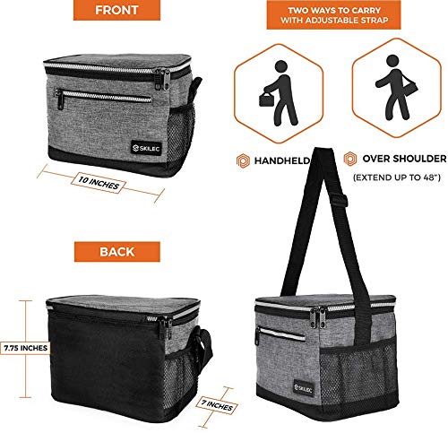 SKILEC Bolsa Termica Porta Alimentos - Nevera Termica para Llevar Comida Nevera Portatil Pequeña - Bolsa Comida Trabajo Playa Picnic Camping - Bolsa Almuerzo, Bolsa Isotermica con Aislamiento Termico