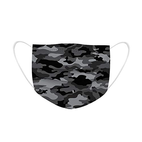 skiyy 50 Piezas Unisexo Adulto Protección 3 Capas con Elástico, Impresión de Camuflaje, para Diario, Trabajo, Actividades al Aire Libre-SilenceID-120107 (Multicolor B)