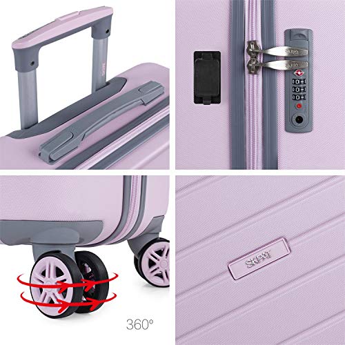 SKPAT - Juego de Maletas de Viaje Ligeras 2 Pzs. Set Trolley ABS 4 Ruedas (Cabina + Mediana) Rígidas y Resistentes. Conjunto Equipaje Avión 175015, Color Rosa
