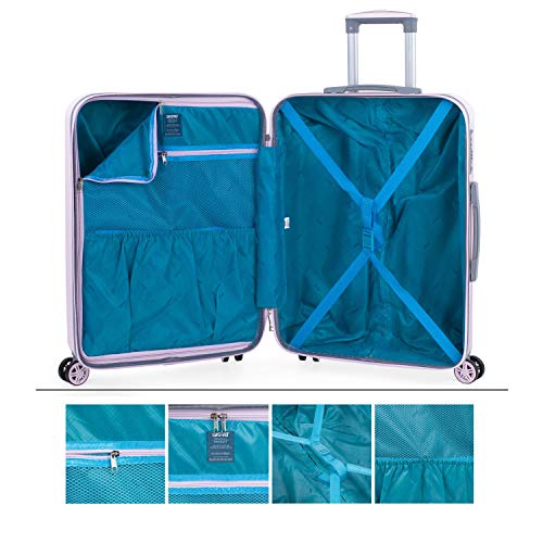 SKPAT - Juego de Maletas de Viaje Ligeras 2 Pzs. Set Trolley ABS 4 Ruedas (Cabina + Mediana) Rígidas y Resistentes. Conjunto Equipaje Avión 175015, Color Rosa