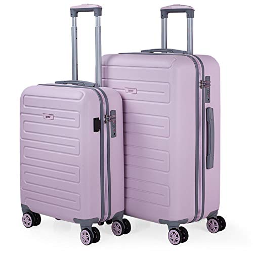 SKPAT - Juego de Maletas de Viaje Ligeras 2 Pzs. Set Trolley ABS 4 Ruedas (Cabina + Mediana) Rígidas y Resistentes. Conjunto Equipaje Avión 175015, Color Rosa