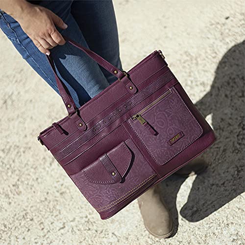 SKPAT - maletín portatil 15.6 Pulgadas con Bandolera y Doble asa. Piel síntetica relieves y Texturas. para Diario Paseo Elegante Marca 304640, Color Granate