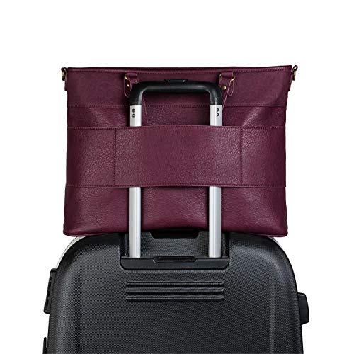 SKPAT - maletín portatil 15.6 Pulgadas con Bandolera y Doble asa. Piel síntetica relieves y Texturas. para Diario Paseo Elegante Marca 304640, Color Granate