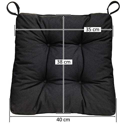 sleepling 1906505 Conjunto de 2 Cojines para Silla, Dimensiones: 40 (Delante) / 35 (detrás) x 38 x 8 cm, Negro