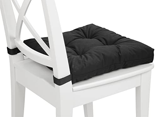 sleepling 1906505 Conjunto de 2 Cojines para Silla, Dimensiones: 40 (Delante) / 35 (detrás) x 38 x 8 cm, Negro