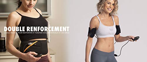 Slendertone Pack Cinturón Abs7 y brazaletes tonificantes para Mujer Abdominal Electroestimulacion, Women's, Negro, 69-119cm, 27-47cm