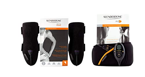Slendertone Pack Cinturón Abs7 y brazaletes tonificantes para Mujer Abdominal Electroestimulacion, Women's, Negro, 69-119cm, 27-47cm